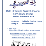 Musical Kabbalat Shabbat Service and Dinner