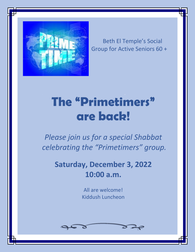 Primetimers Shabbat