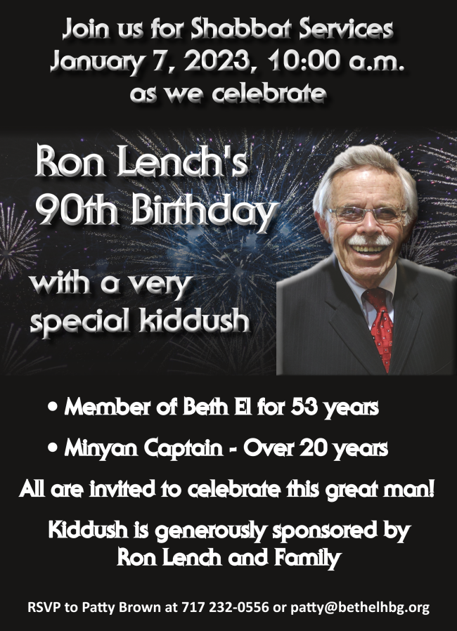 Ron Lench's 90th Birthday Shabbat