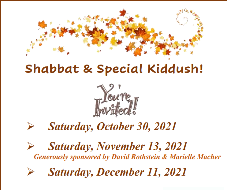 Shabbat and Special Kiddush!