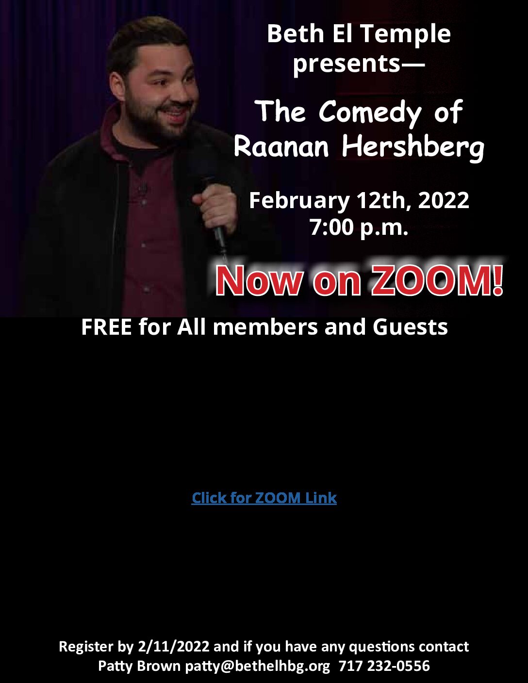 Beth El Temple Comedy Club Moves to Zoom