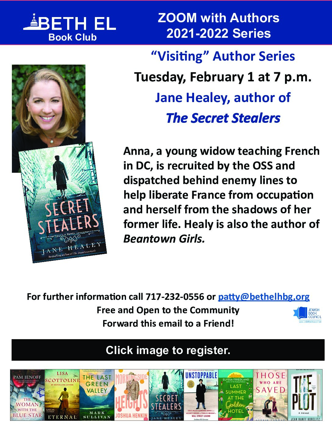 Beth El Temple Book Club - The Secret Stealer by Jane Healey
