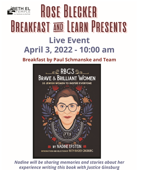 Breakfast N'Learn  In Honor of Rose Blecker - Sunday April 3