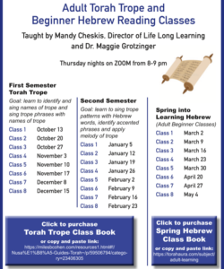 Adult Torah Trope and Beginner Hebrew Reading Class