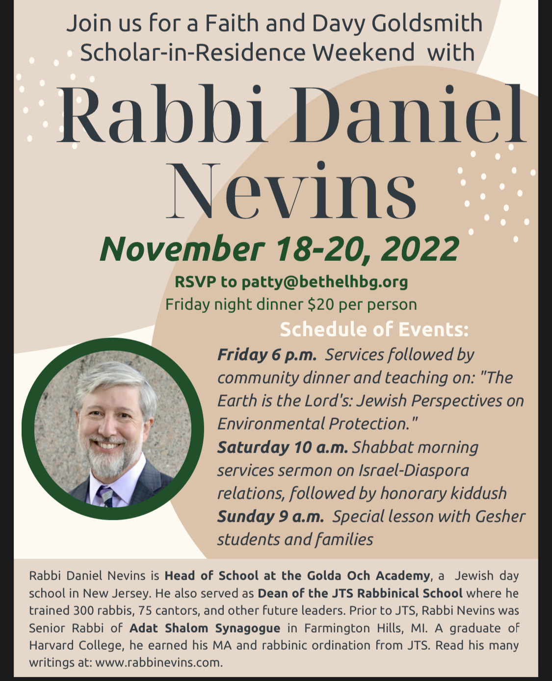 Scholar-in-Residence Weekend with Rabbi Daniel Nevins