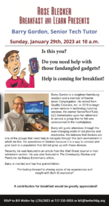 Breakfast and Learn with Barry Gordon, Senior Tech Tutor