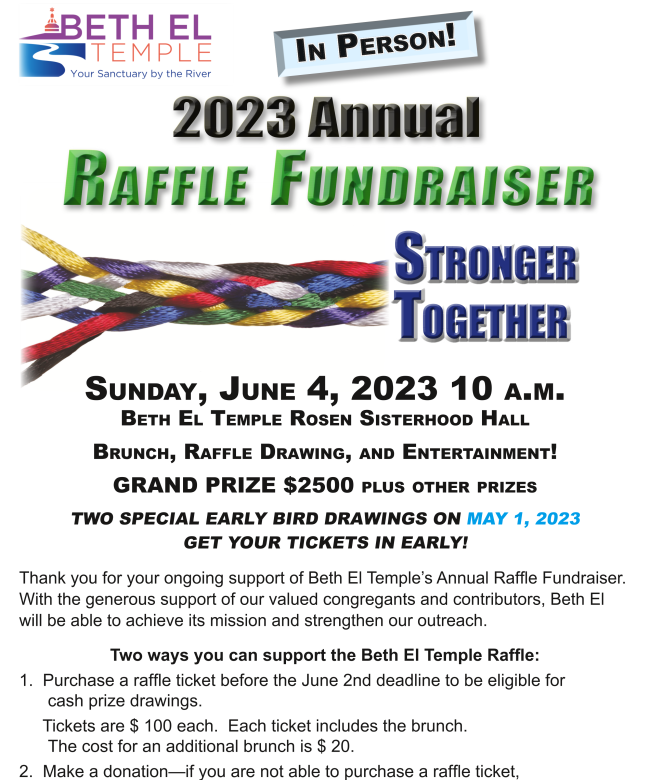 Beth El Temple Raffle and Brunch