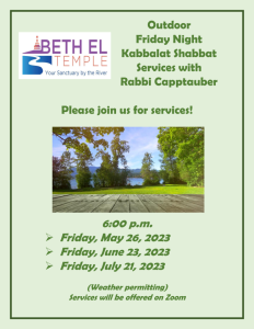 Outdoor Friday Night Kabbalat Shabbat Services