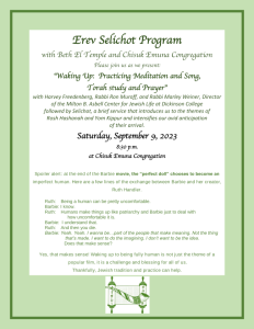 Erev Selichot Program