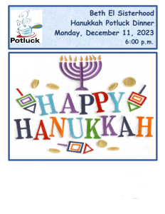 Sisterhood Hanukkah potluck dinner