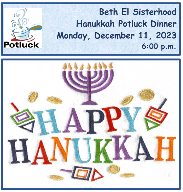 Sisterhood Hanukkah potluck dinner