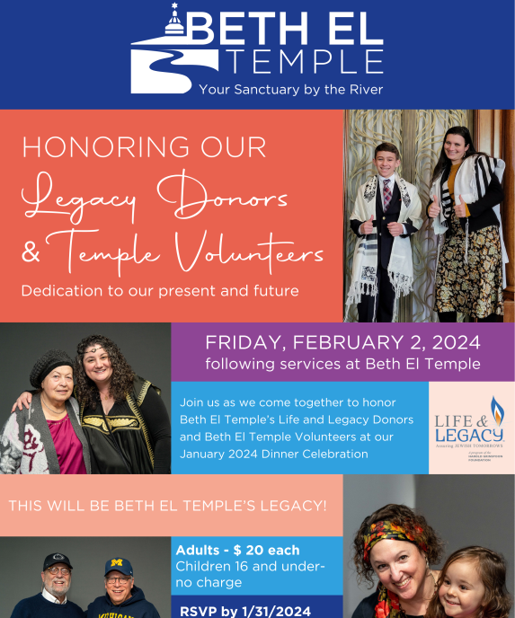 Dinner to Honor our Legacy Donors and Temple Volunteers