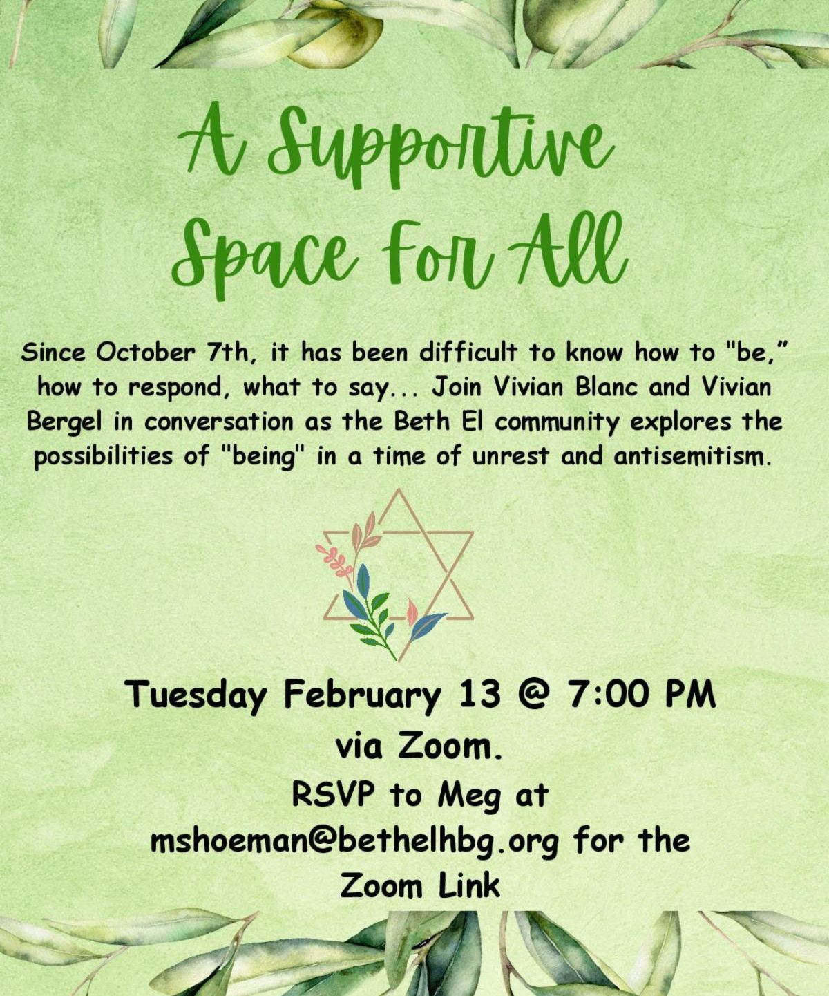 Zoom Conversation: A Supportive Space for All