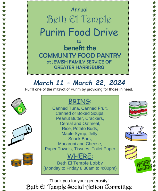 Last Day of the Purim Food Drive