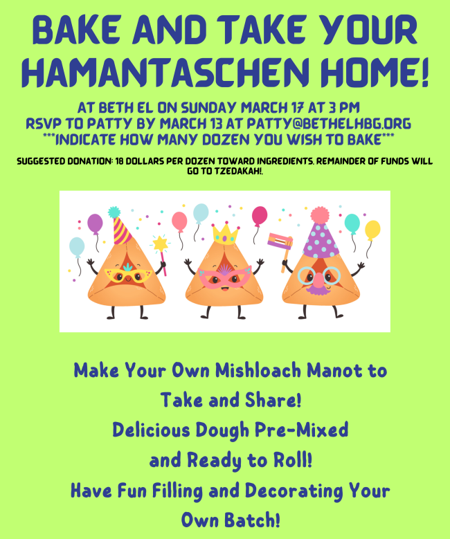 Bake and Take Your Hamantaschen Home!
