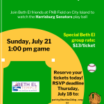 Beth El at the Ballpark: Harrisburg Senators Game