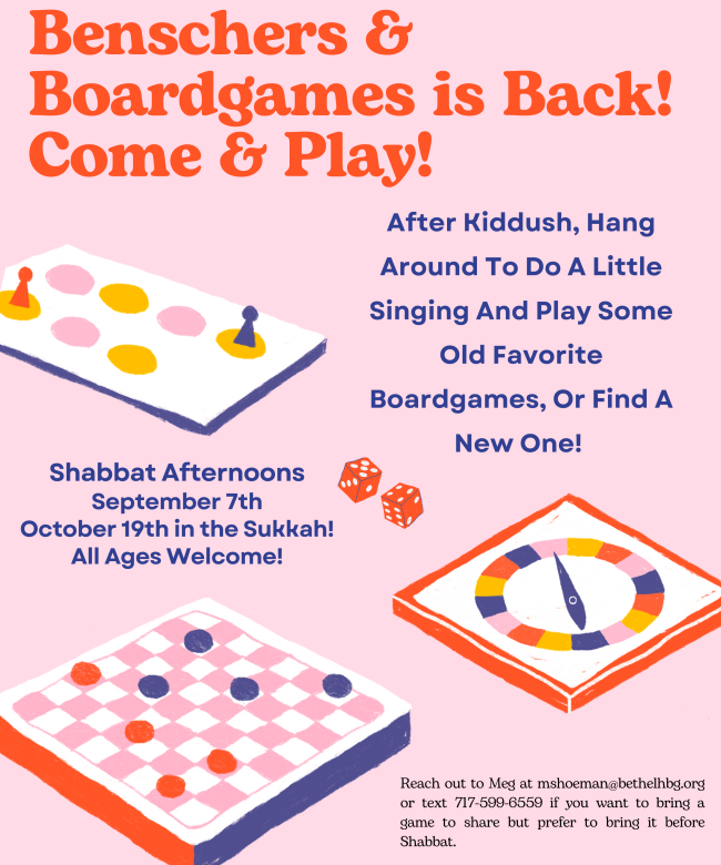 Shabbat Afternoon Benschers and Boardgames