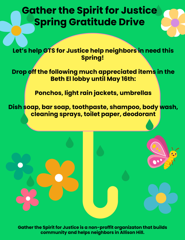 Gather the Spirit for Justice Spring Gratitude Drive
