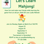Let's Learn Mahjong at Beth El Temple!