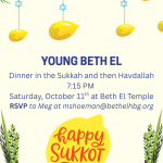 Young Beth El Dinner and Havdallah in the Sukkah