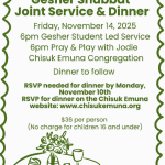 Gesher Shabbat Joint Service and Dinner